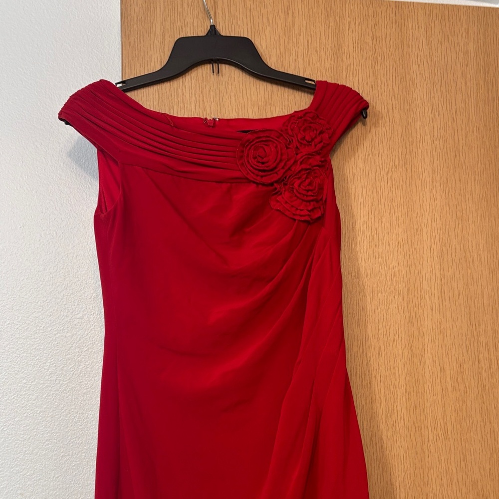 Adrianna Papell Red Floral Midi Dress